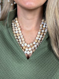3 Row Faux Stone Beaded Necklace - Ivory