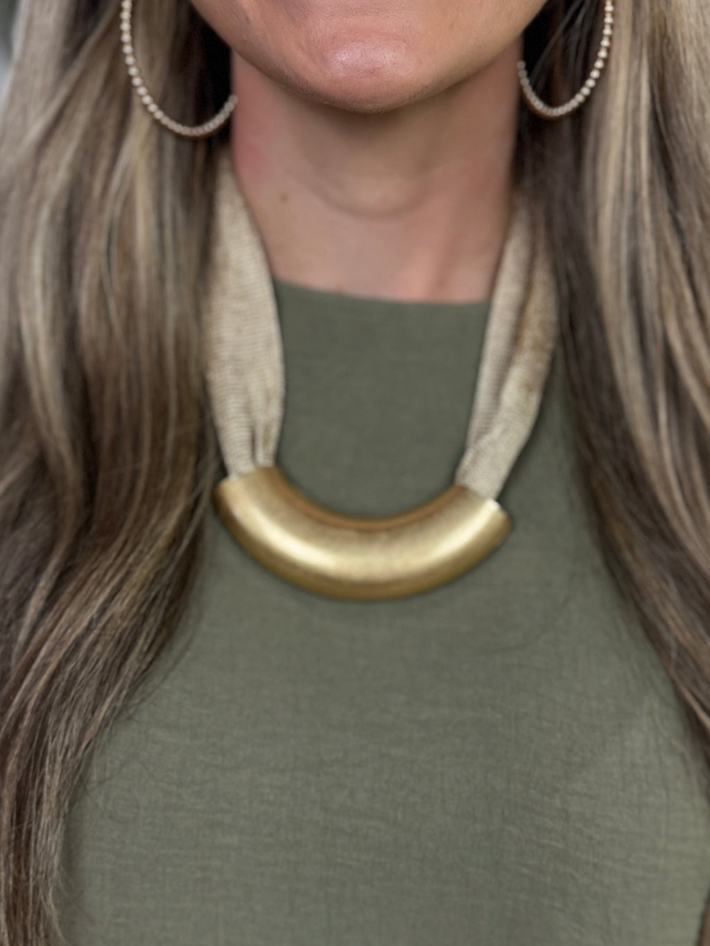 Metal Tube and Mesh Necklace