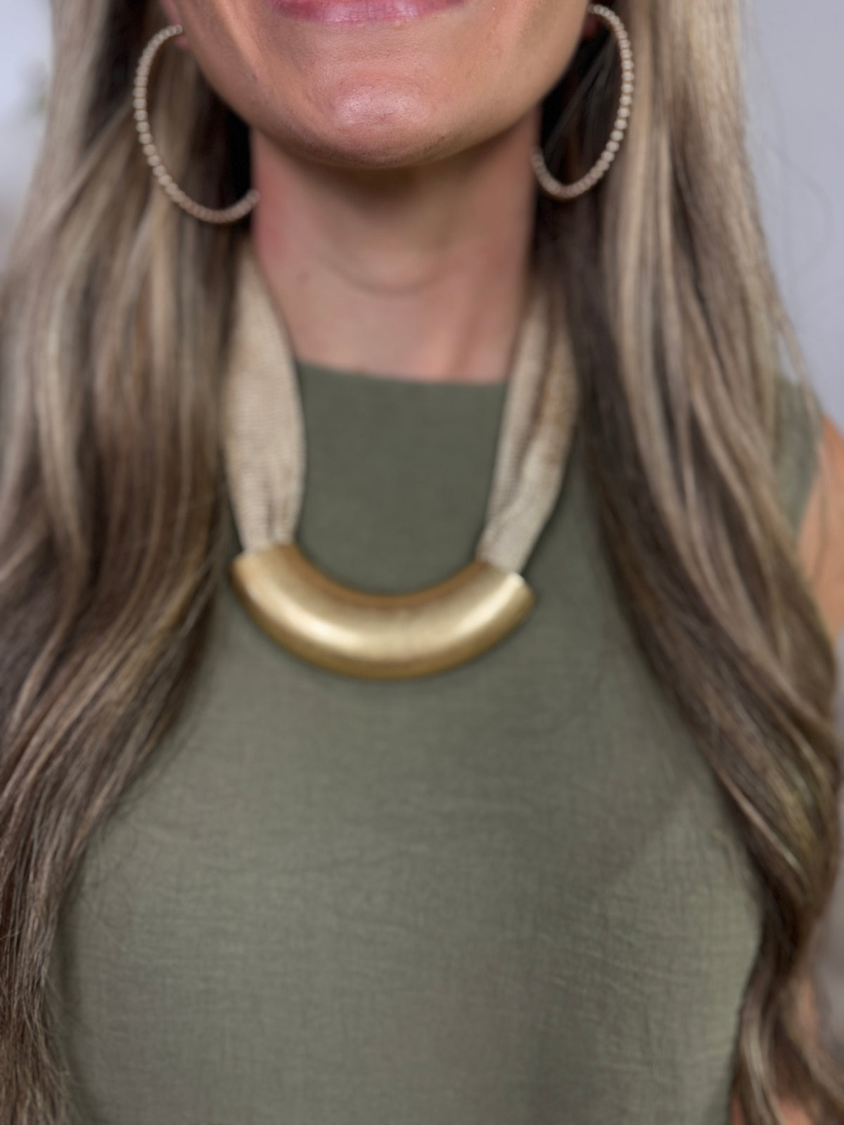Metal Tube and Mesh Necklace