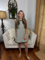 Blaire Striped Shift Dress - Olive