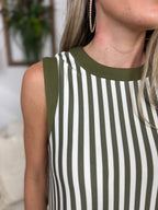Blaire Striped Shift Dress - Olive