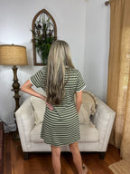 Olive You A Lot Striped T-Shirt Faux Front Tie Dress