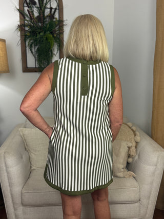 Blaire Striped Shift Dress - Olive
