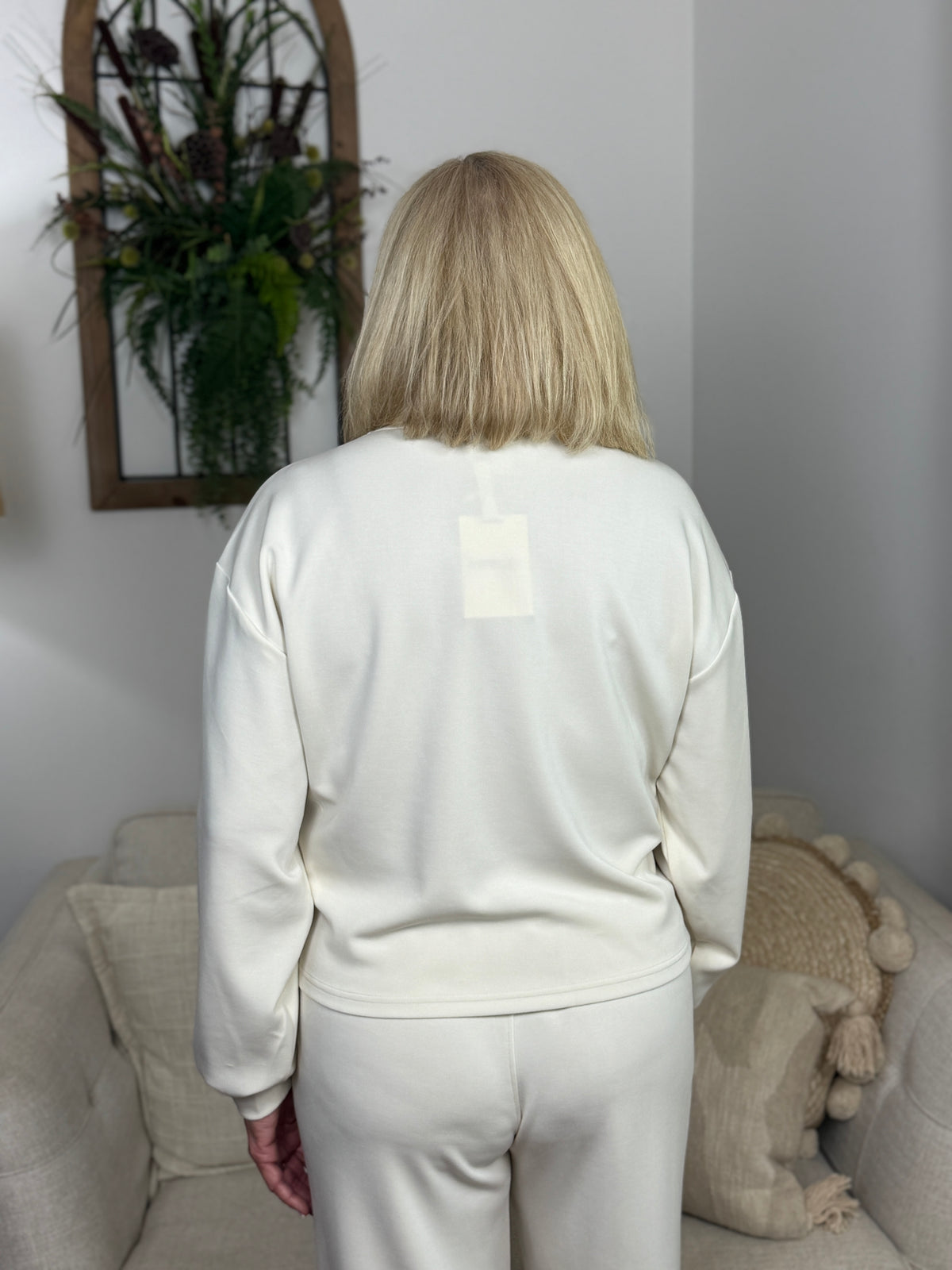 Gabrielle - Edie Quarter Zip Pullover Sweatshirt - Ivory
