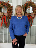 Knit Sweater Rolled Round Neck - Royal Blue