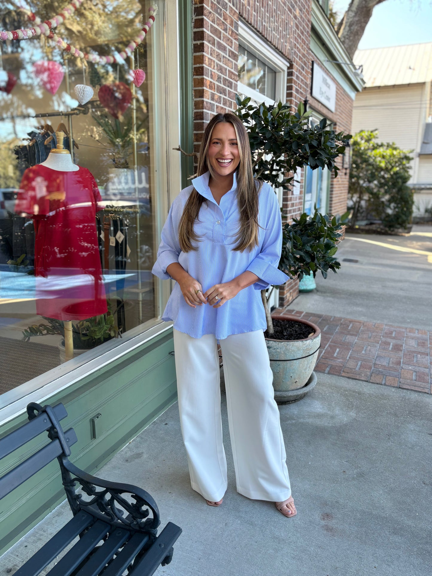 Classic Stand Neck Top - Blue