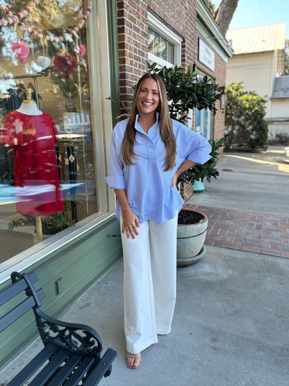 Classic Stand Neck Top - Blue