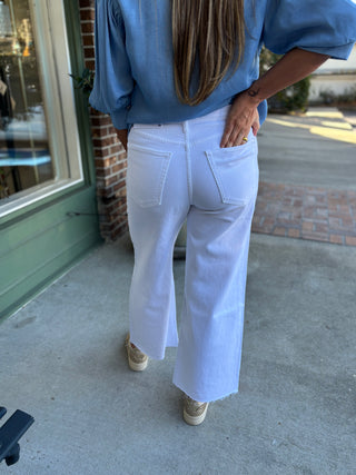 Scissor Cut Cropped Denim - White