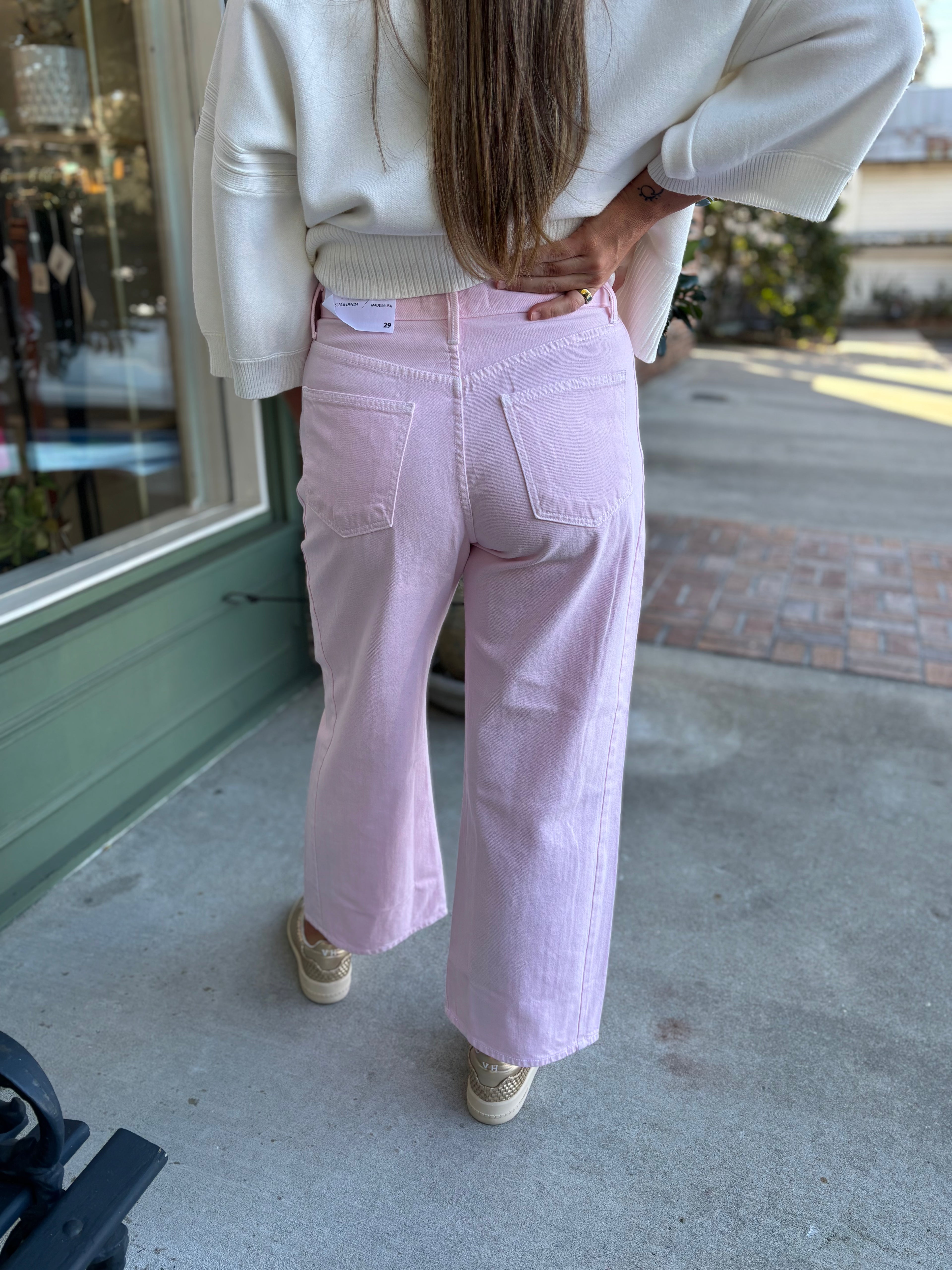 Barrel Wide Leg Jeans - Baby Pink