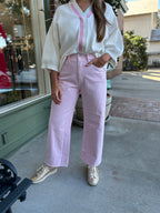 Barrel Wide Leg Jeans - Baby Pink