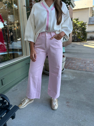 Barrel Wide Leg Jeans - Baby Pink