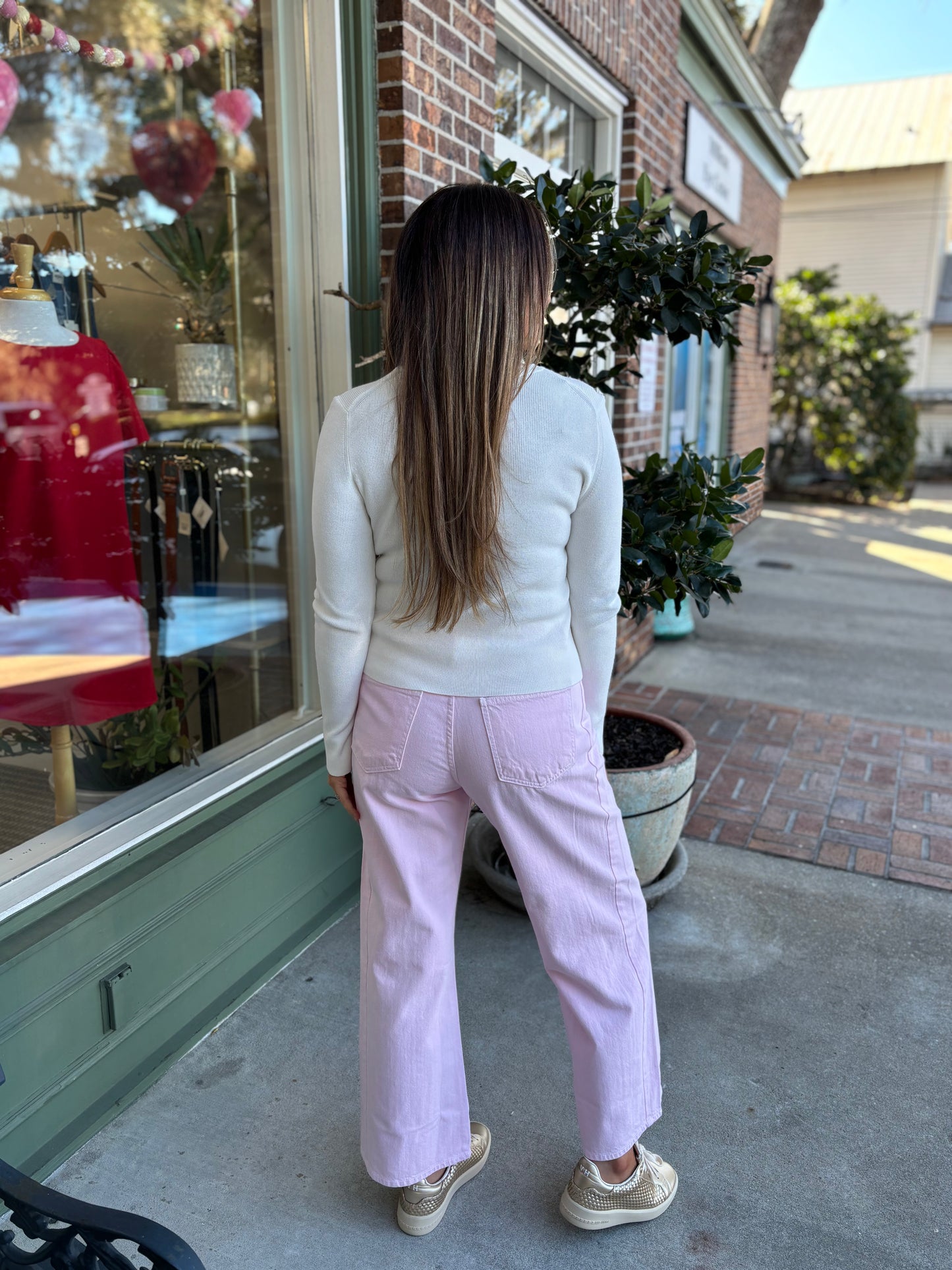 Ribbed Crewneck Cardigan - Off White