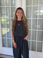 Textured Woven top & Relaxed Pants Set - Black