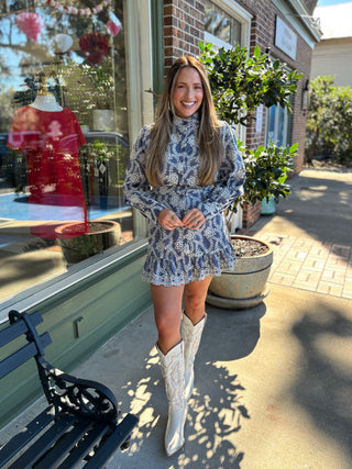 Bashful Eyelet Dress - Blue