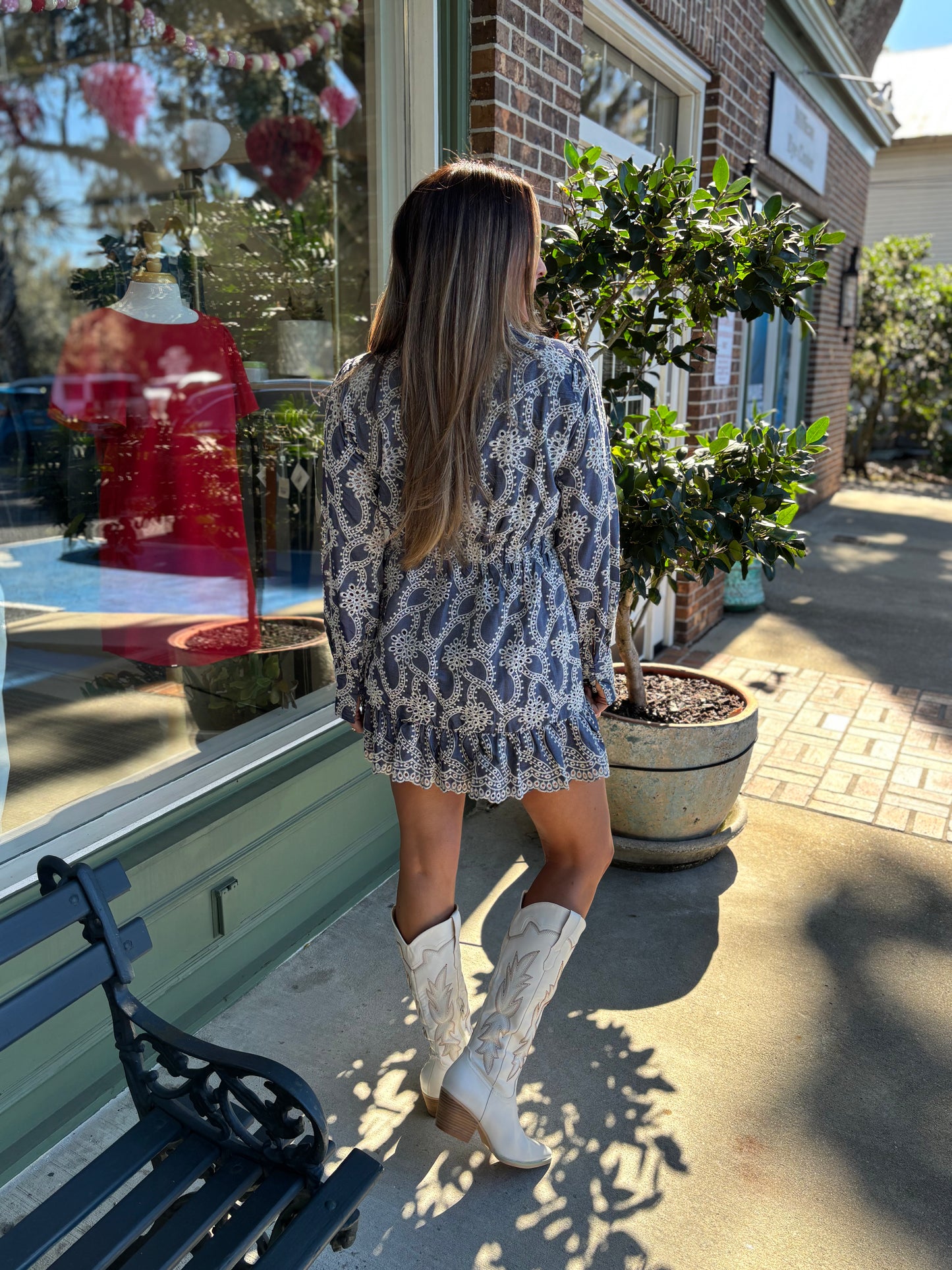 Bashful Eyelet Dress - Blue