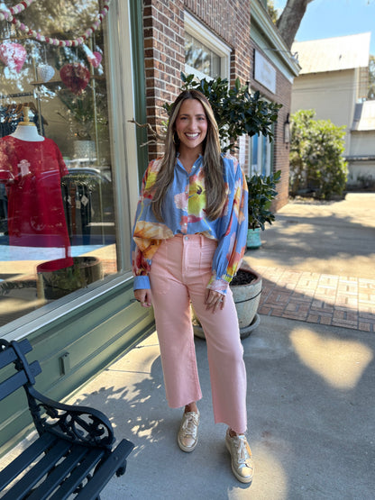 Whimsical Blouse - Blue Floral
