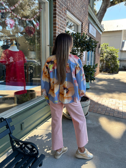 Whimsical Blouse - Blue Floral