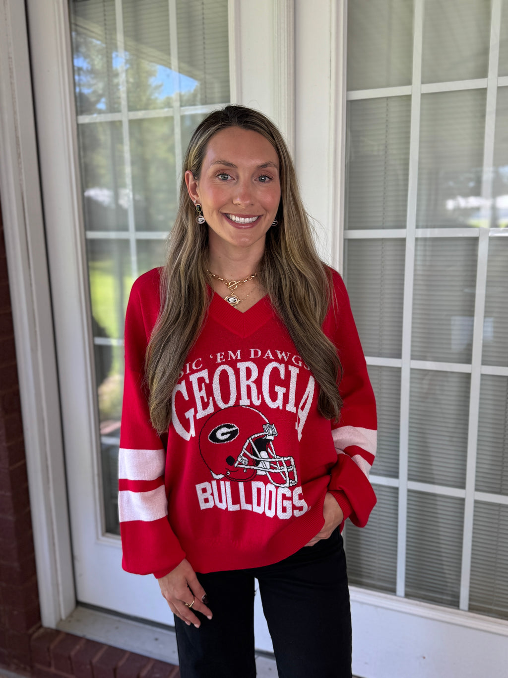 Stewart Simmons - Georgia Quad V-Neck Sweater
