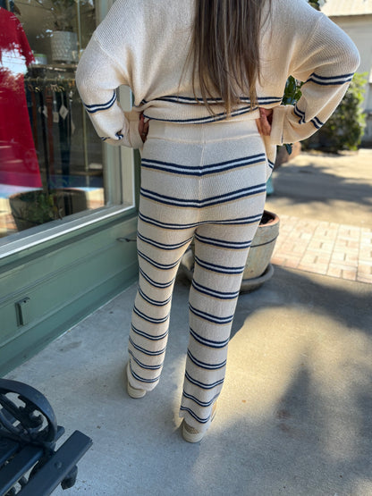 striped knit drawstring bottoms for lounging or beach cover up 