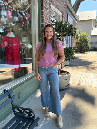 Ribbed Tee - Mauve