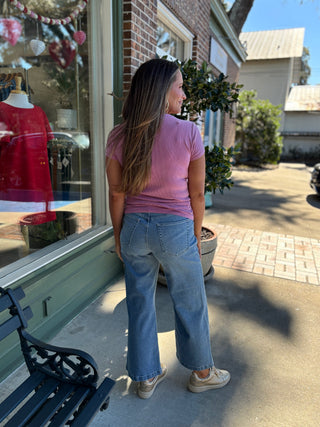 Ribbed Tee - Mauve