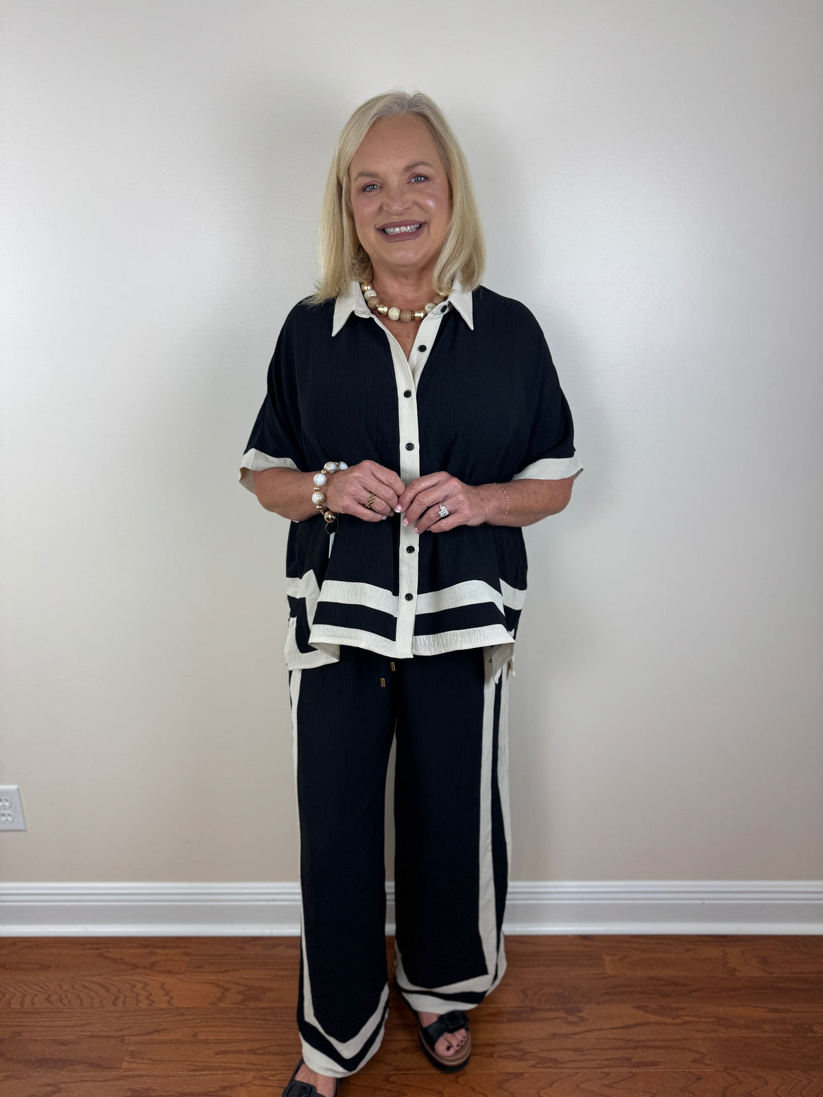 Contrast Trim Set - Black & Cream