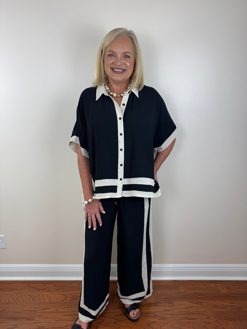 Contrast Trim Set - Black & Cream