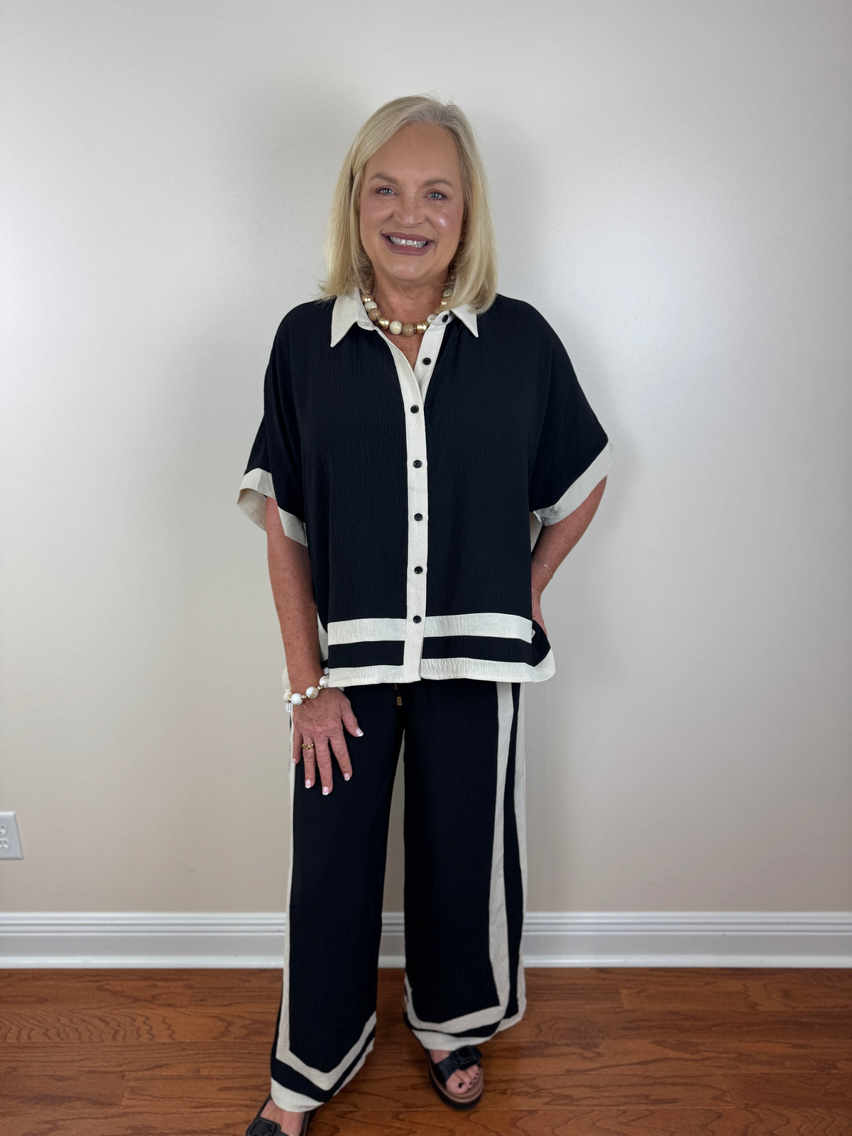 Contrast Trim Set - Black & Cream