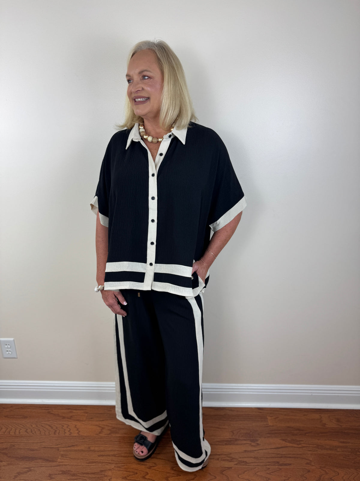 Contrast Trim Set - Black & Cream