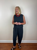 Textured Woven top & Relaxed Pants Set - Black