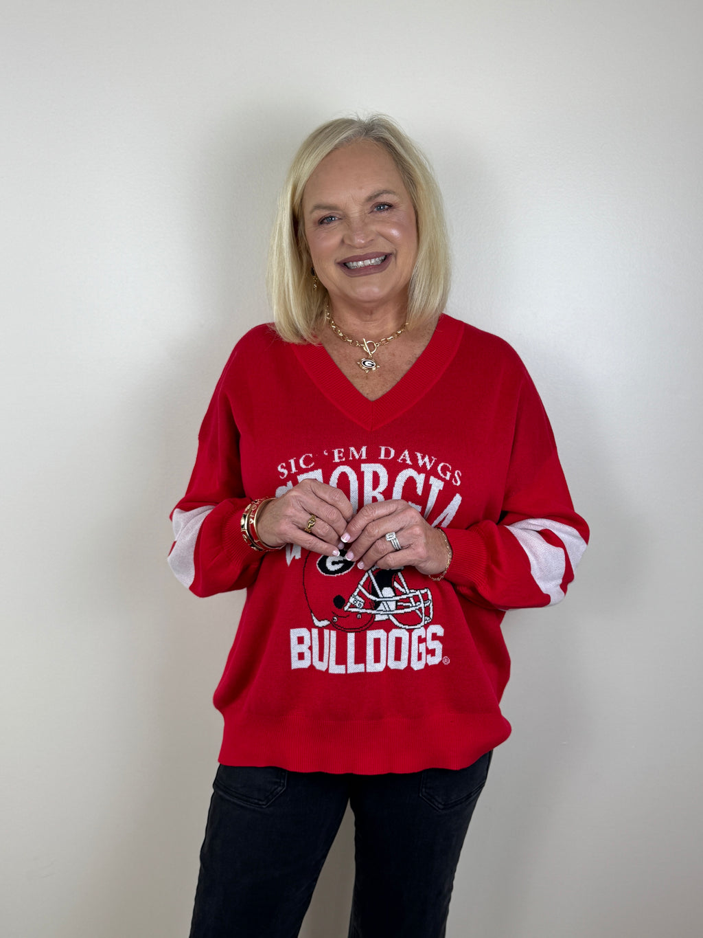 Stewart Simmons - Georgia Quad V-Neck Sweater