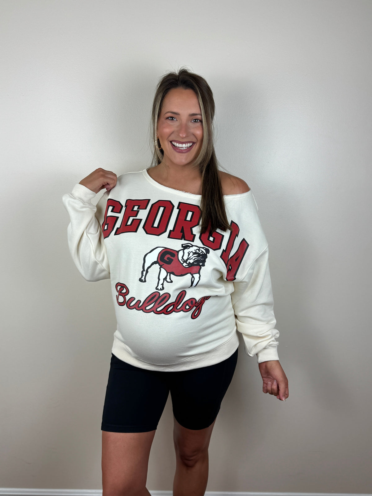 Stewart Simmons - Georgia Overtime Off The Shoulder Sweatshirt