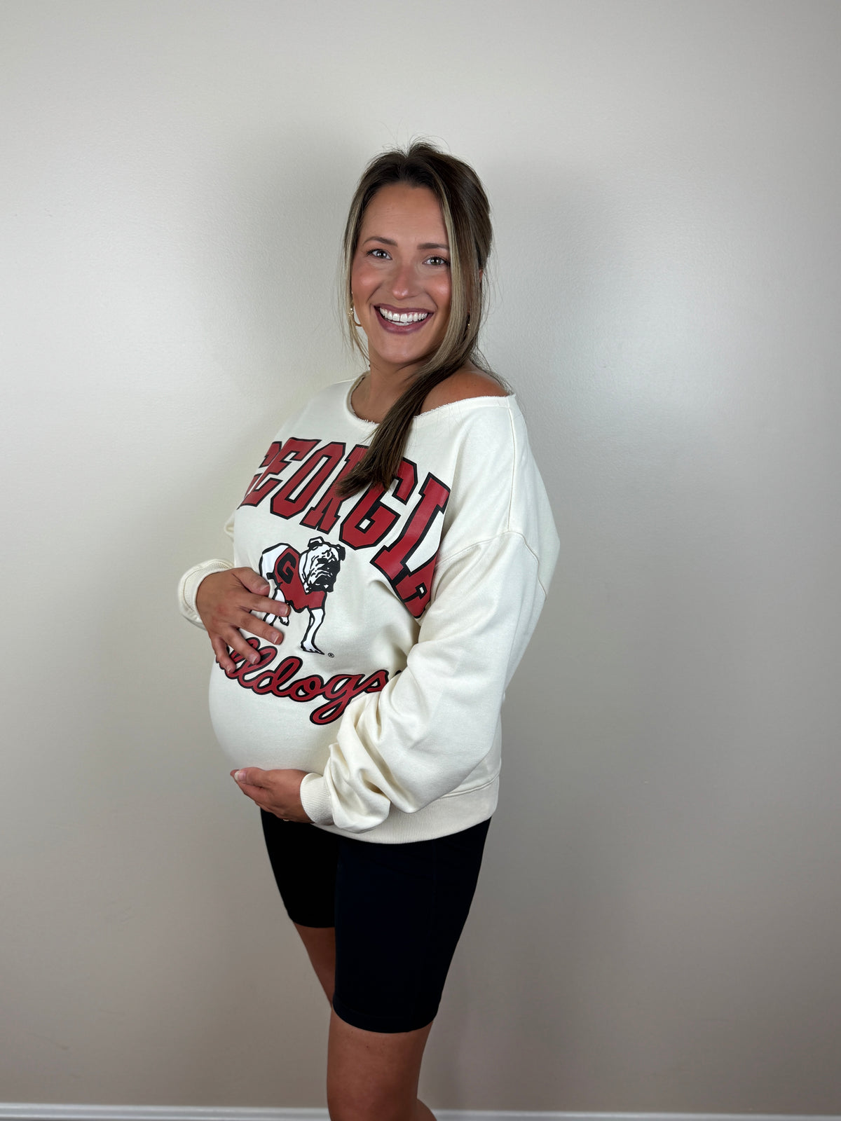 Stewart Simmons - Georgia Overtime Off The Shoulder Sweatshirt