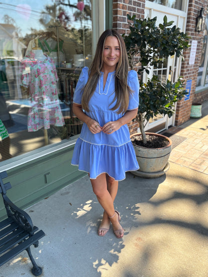 mary square adelyn dress in blue kj clothier 