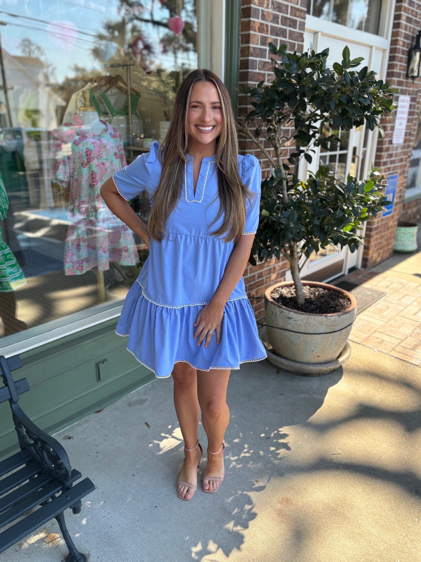 mary square adelyn dress in blue kj clothier 