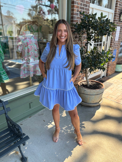 mary square adelyn dress in blue kj clothier 