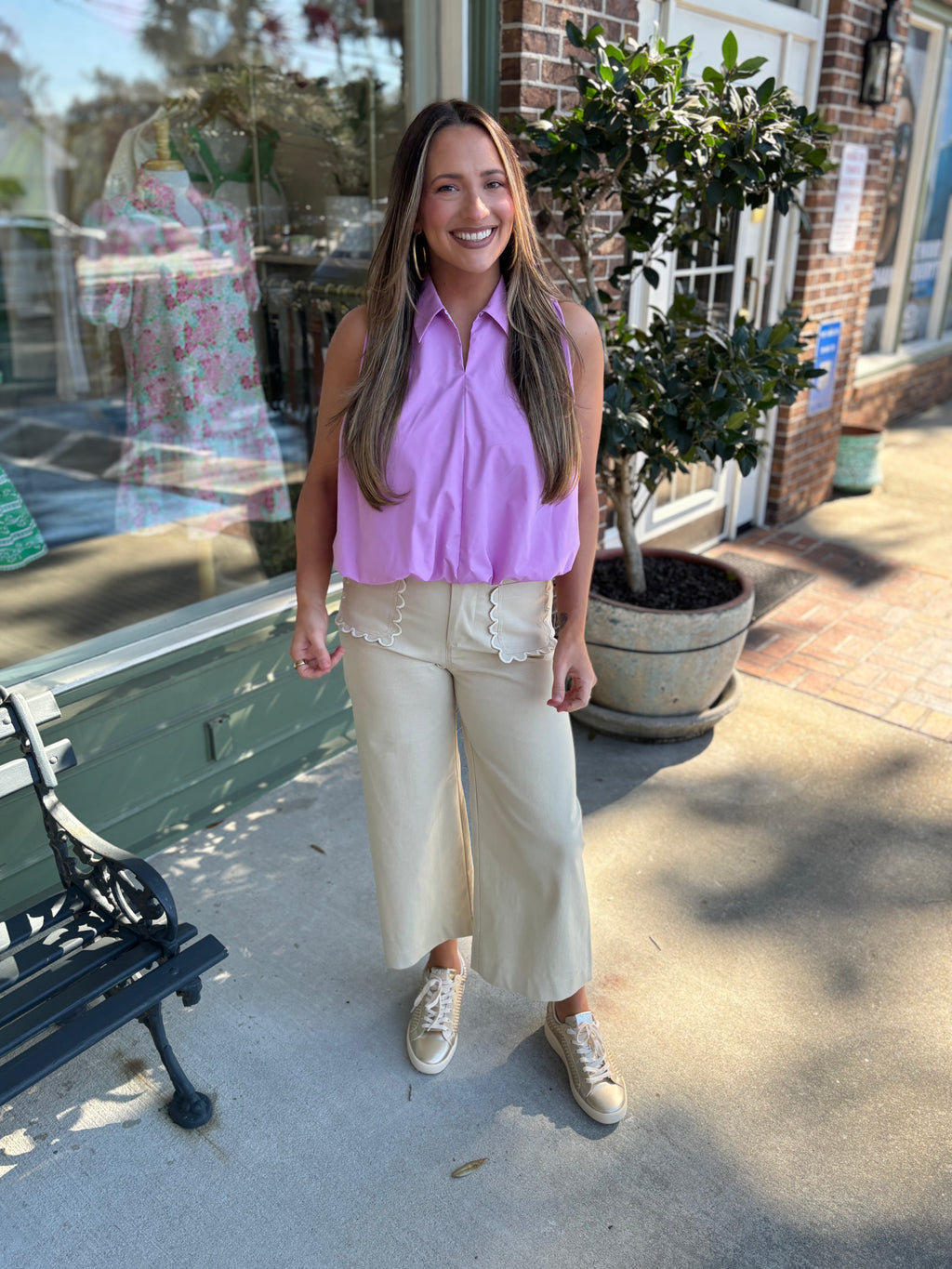 bubble hem tank with collar kj clothier