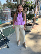 bubble hem tank with collar kj clothier