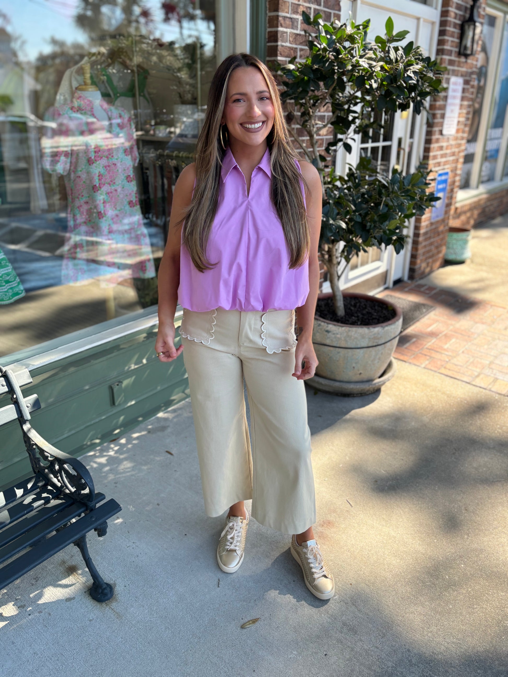 bubble hem tank with collar kj clothier