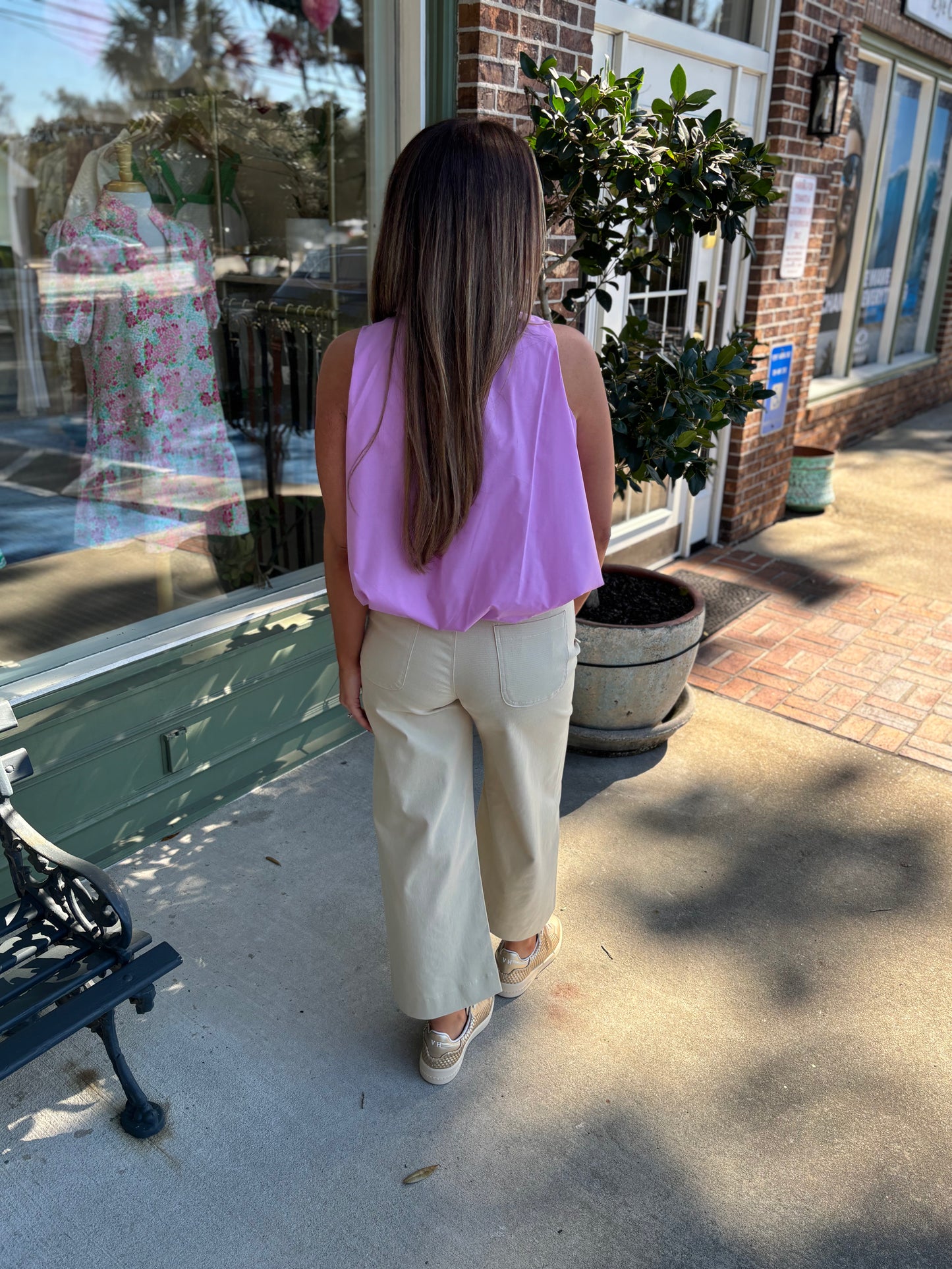 scallop pocket detail khaki cropped pants kj clothier