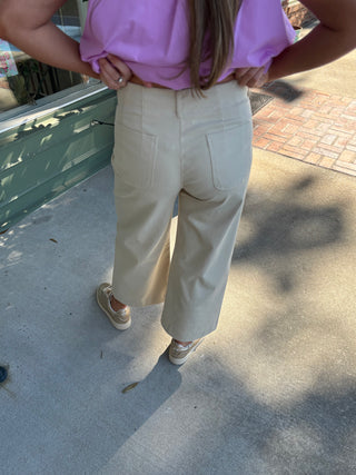 scallop pocket detail khaki cropped pants kj clothier
