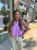 bubble hem tank with collar kj clothier