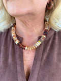 Color Wide Bead & CCB Stand Necklace - Brown Multi
