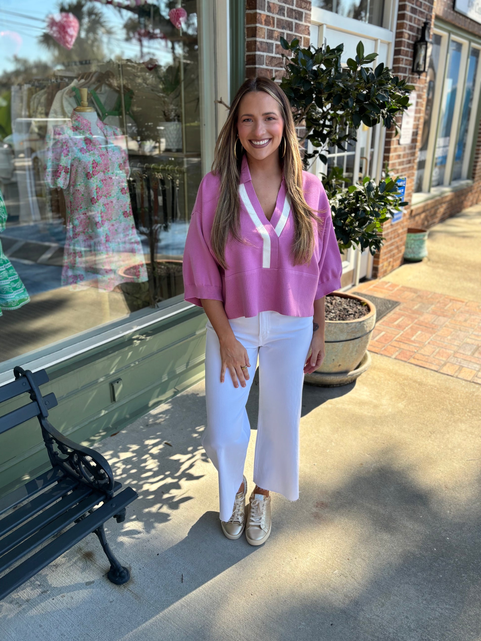 lightweight magenta sweater with collar detail kj clothier