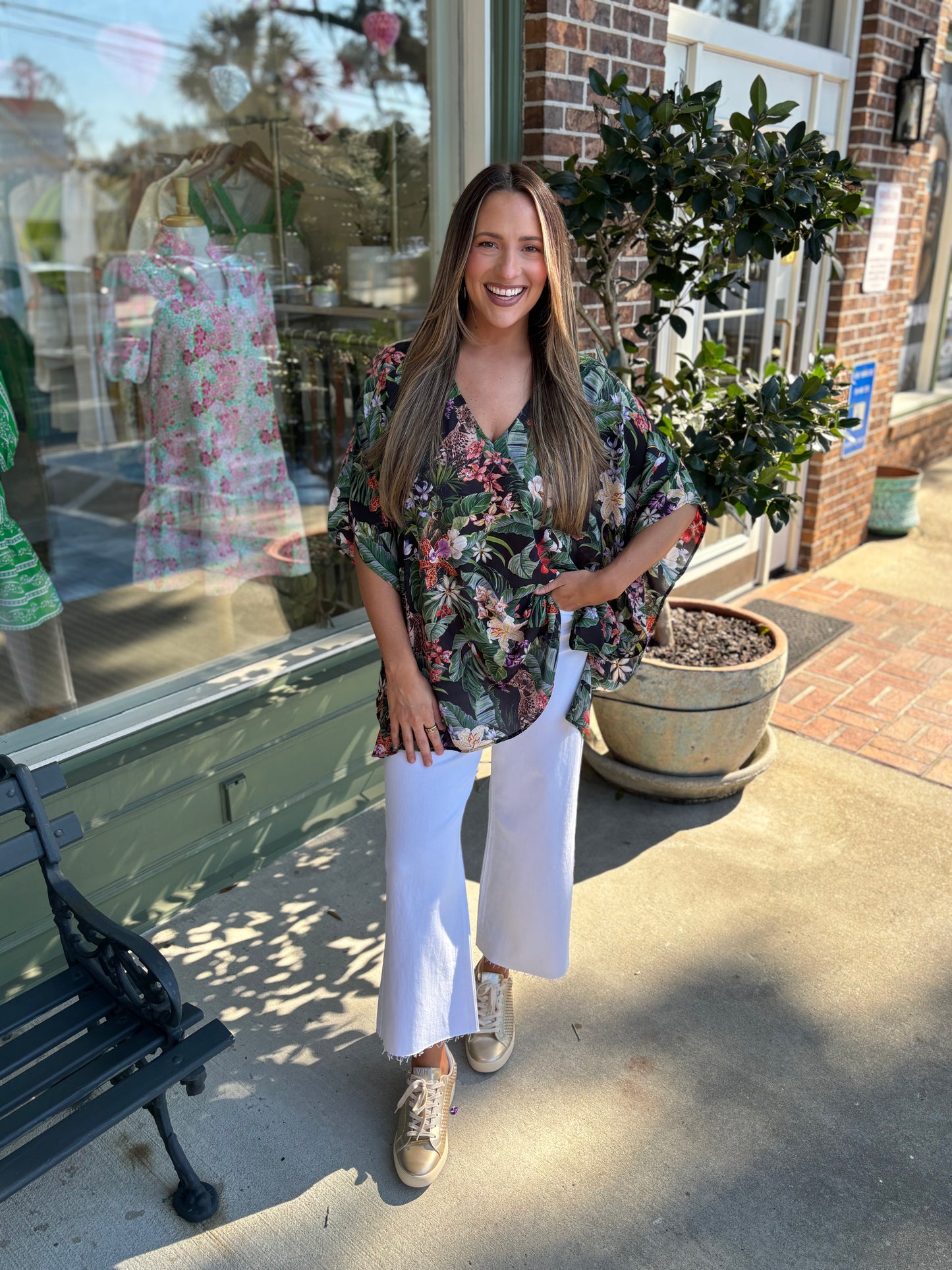 jungle print tunic v neck peta tunic show me your mumu kj clothier