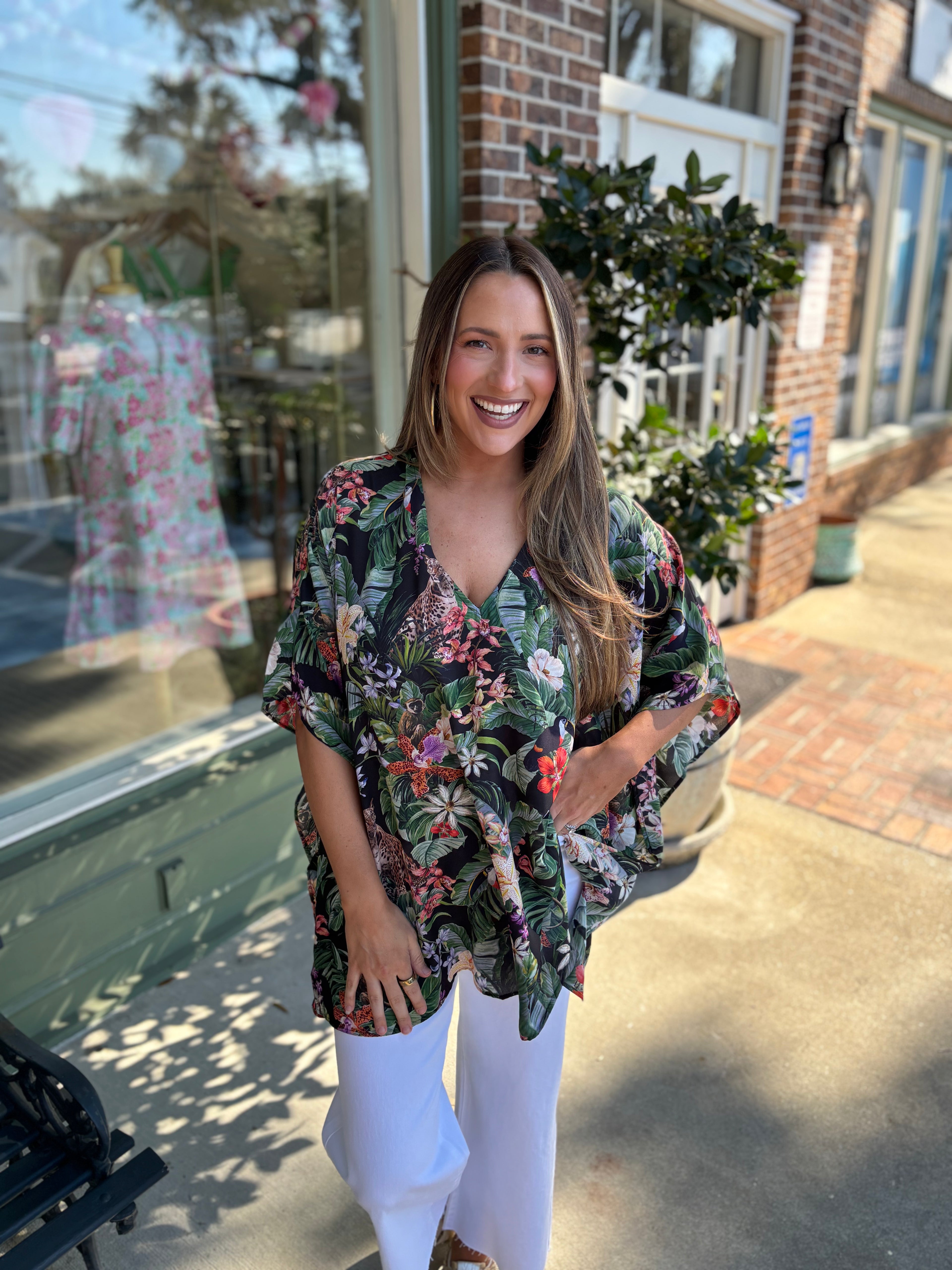jungle print tunic v neck peta tunic show me your mumu kj clothier