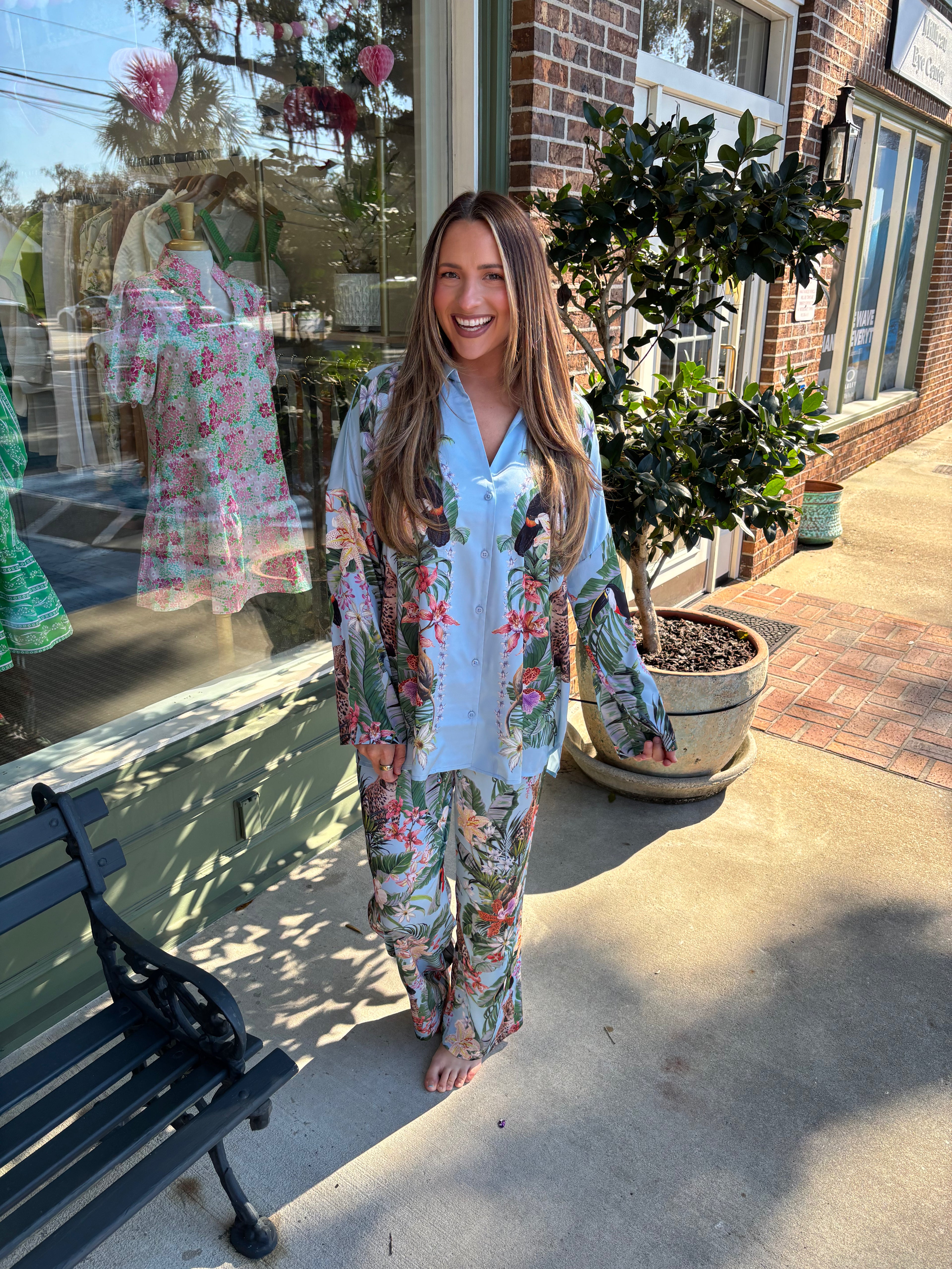 jungle print pajama pant set show me your mumu kj clothier