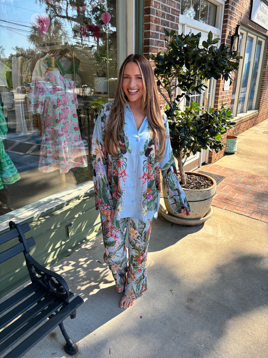 jungle print pajama pant set show me your mumu kj clothier