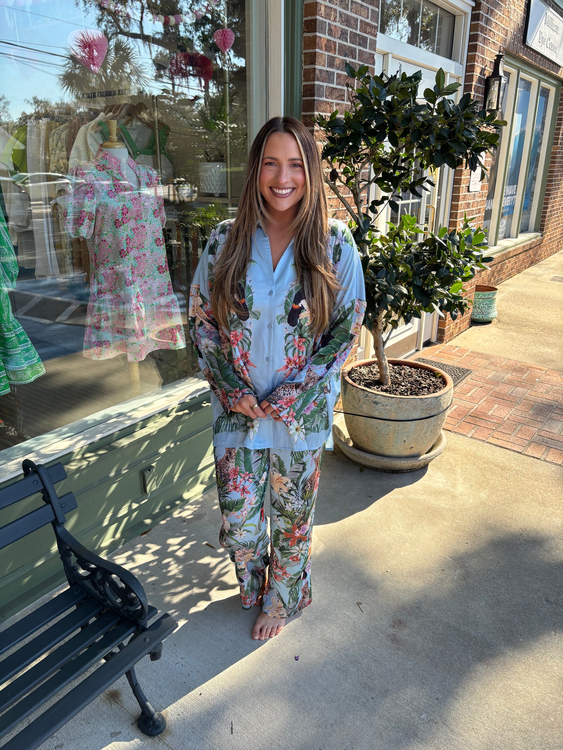 jungle print pajama pant set show me your mumu kj clothier