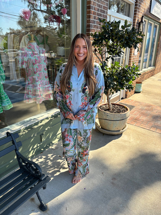 jungle print pajama pant set show me your mumu kj clothier